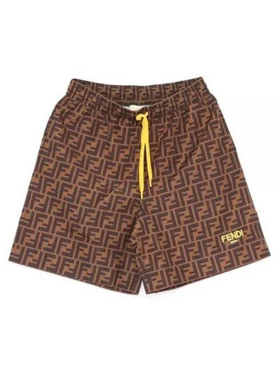 FF Logo All-Over Swim Shorts Brown - FENDI - BALAAN 2