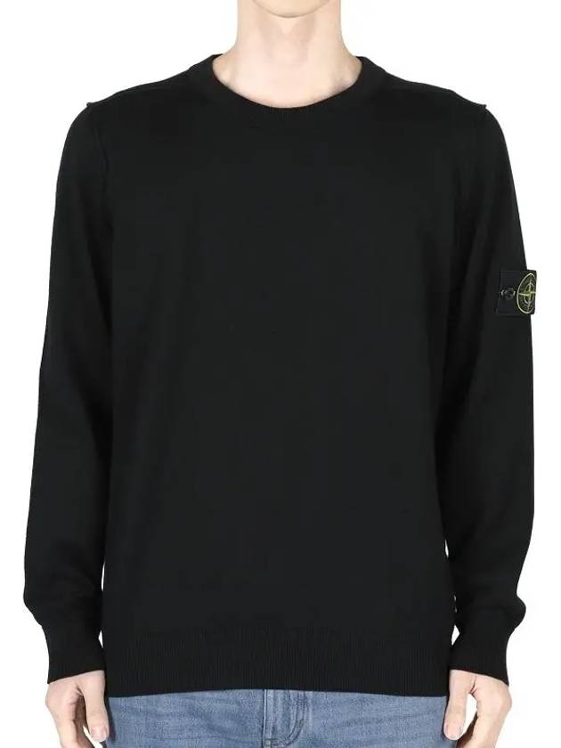 5100053 Soft Organic Cotton Small Roll Details Crewneck Sweatshirt Black - STONE ISLAND - BALAAN 3