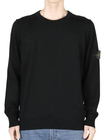 5100053 Soft Organic Cotton Small Roll Details Crewneck Sweatshirt Black - STONE ISLAND - BALAAN 2