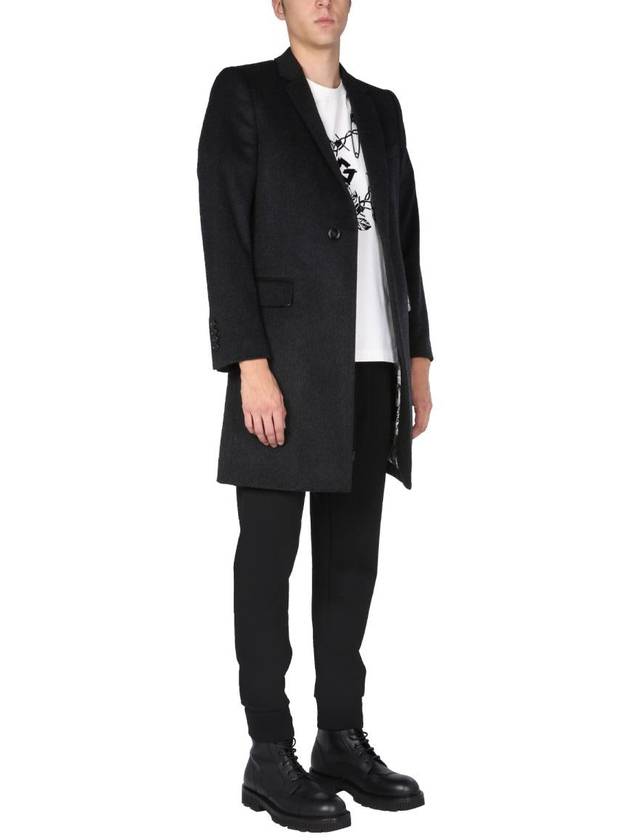 Slate Wool Blend Coat Black - DOLCE&GABBANA - BALAAN 3