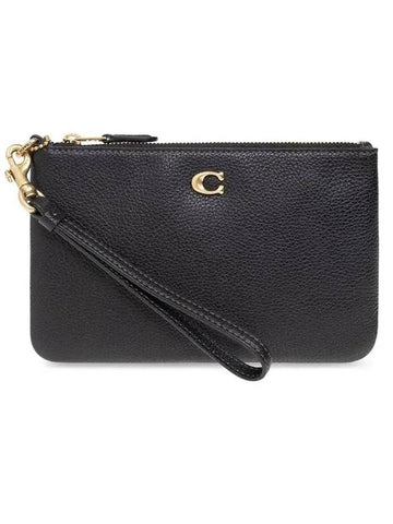 Women's Small Wristlet Pouch Bag Black - COACH - BALAAN 1