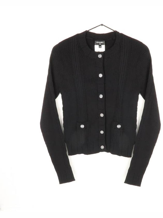 CC Button Round Cardigan Black - CHANEL - BALAAN 2