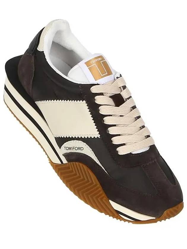 Logo James Panel Low Top Sneakers Brown - TOM FORD - BALAAN.