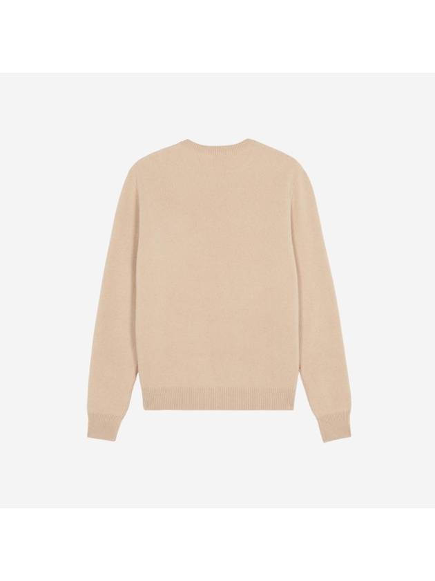 Grey Fox Head Patch Relaxed Wool Knit Top Beige - MAISON KITSUNE - BALAAN 3