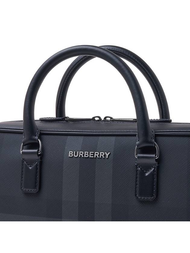 Check Print Leather Brief Case Charcoal - BURBERRY - BALAAN 7