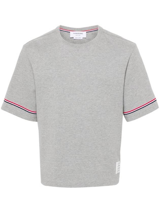 Cotton Rugby Short Sleeve T-Shirt Grey - THOM BROWNE - BALAAN 1