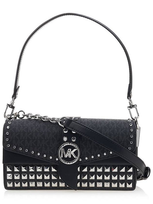 Grizzini Small Stud Shoulder Bag Black - MICHAEL KORS - BALAAN.