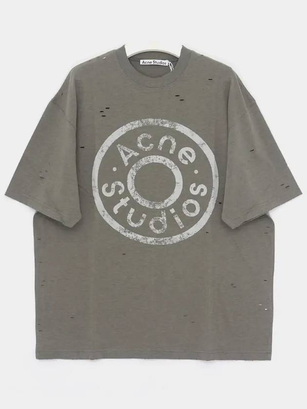 Logo Print Crewneck Short Sleeve T-Shirt Moss Green - ACNE STUDIOS - BALAAN 4