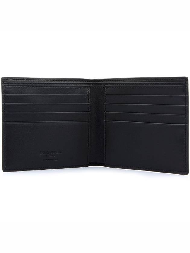 Crocodile Embossed Leather Half Wallet Black - SAINT LAURENT - BALAAN 3