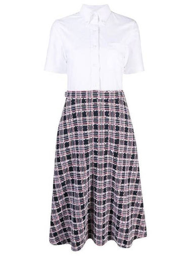 Thom Browne Tweed Prince Of Wales Check Shirt Dress, Brand Size 36 (US Size 4) - THOM BROWNE - BALAAN 1