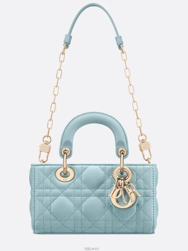 Lady D Joy Cannage Lambskin Micro Tote Bag Blue - DIOR - BALAAN 4