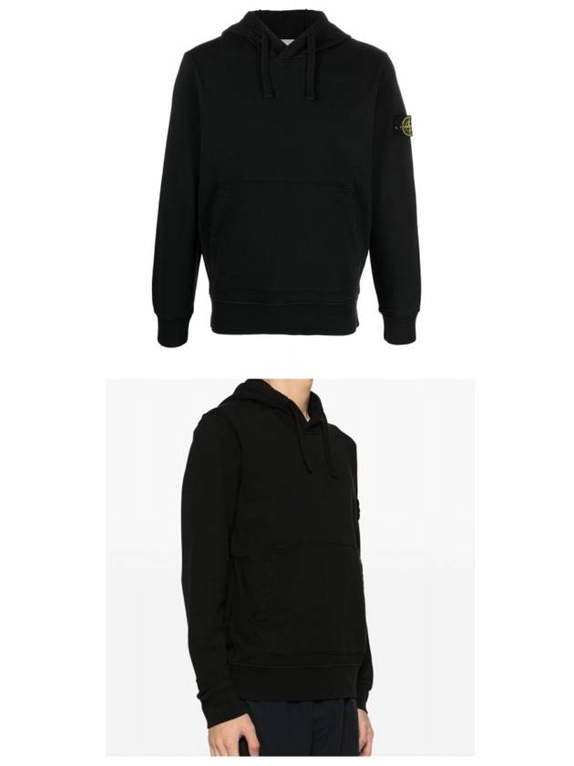 Logo Patch Cotton Fleece Hoodie Black - STONE ISLAND - BALAAN 5