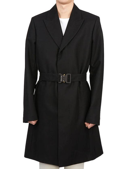 Logo Buckle Wool Single Coat Black - DIOR - BALAAN 2