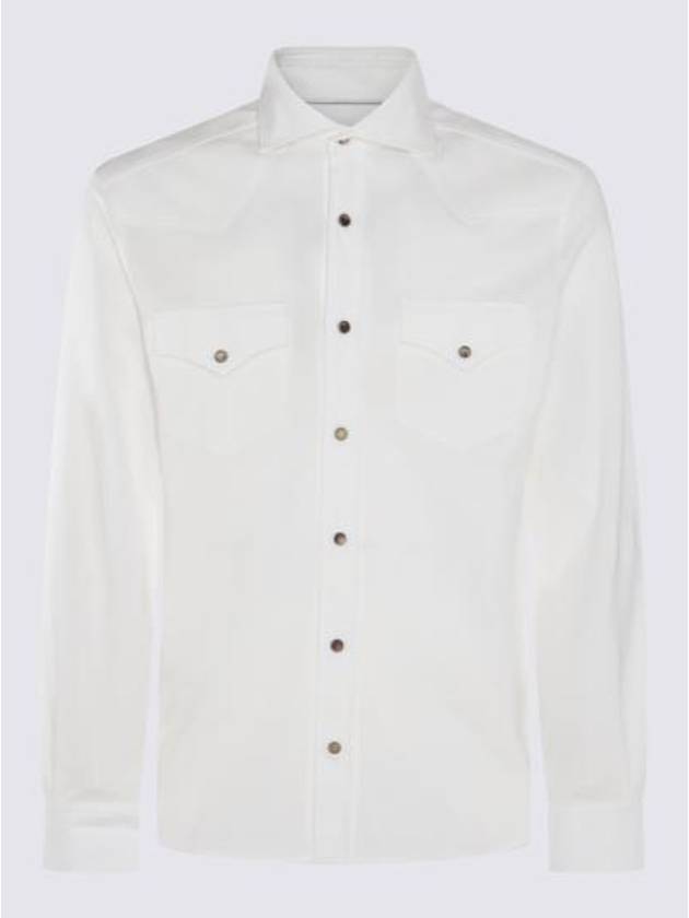 Cotton Long Sleeve Shirt White - BRUNELLO CUCINELLI - BALAAN 5