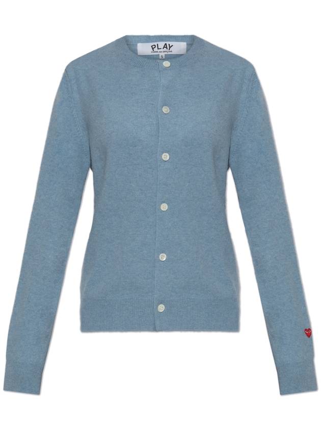 Comme Des Garçons Play Wool Cardigan, Women's, Blue - COMME DES GARCONS PLAY - BALAAN 1