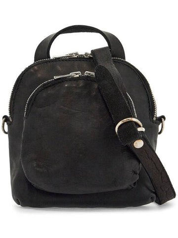 mini backpack in black horse leather with handle and straps - GUIDI - BALAAN 1