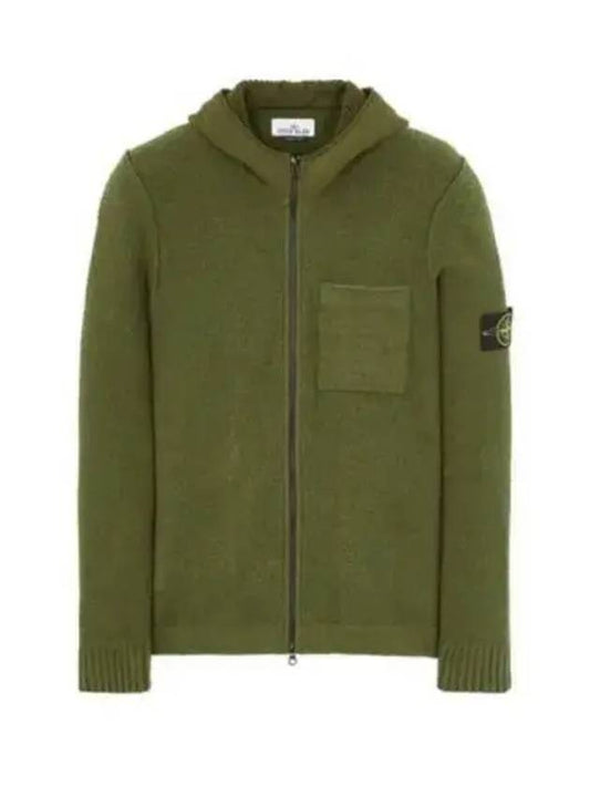 Waffen Patch Fleece Zip Up Hoodie Green - STONE ISLAND - BALAAN 2