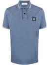 Men's Logo Patch Lining Short Sleeve Polo Shirt Avio Blue - STONE ISLAND - BALAAN 1