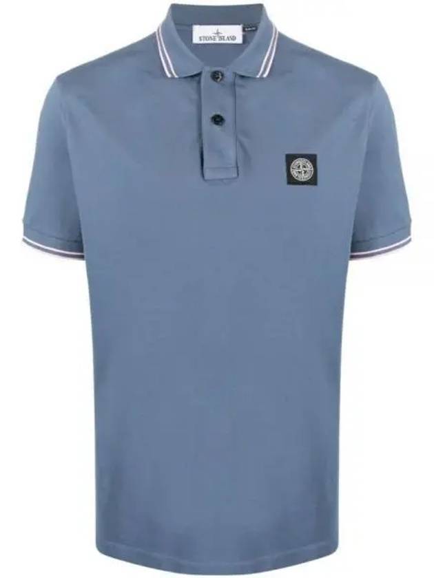 Men's Logo Patch Lining Short Sleeve Polo Shirt Avio Blue - STONE ISLAND - BALAAN 1