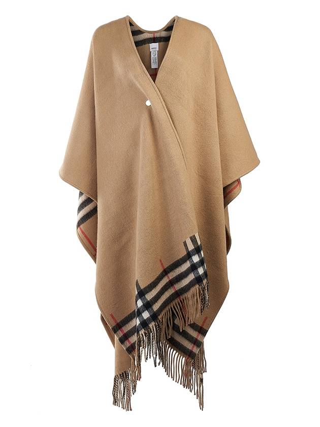 Reversible Check Wool Cashmere Cape Beige - BURBERRY - BALAAN 3