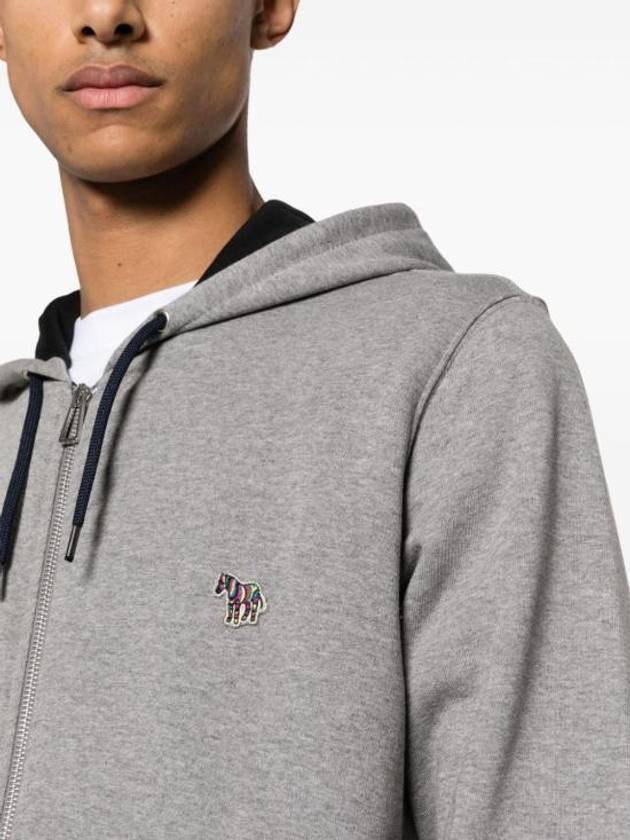 Zebra Logo Cotton Zip Up Hoodie Grey - PAUL SMITH - BALAAN 3