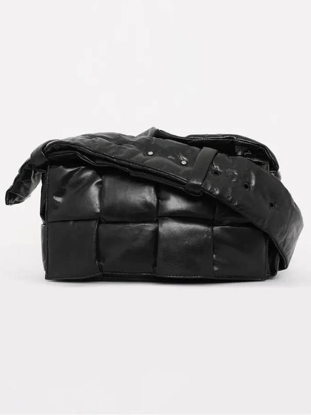 Cassette Intrecciato Tech Padding Cross Bag Black - BOTTEGA VENETA - BALAAN 3