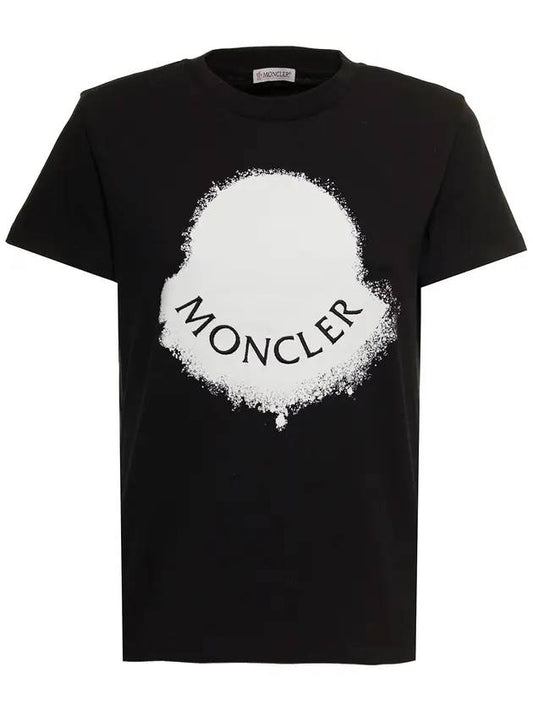 Women's Logo Print Short Sleeve T-Shirt Black - MONCLER - BALAAN 1