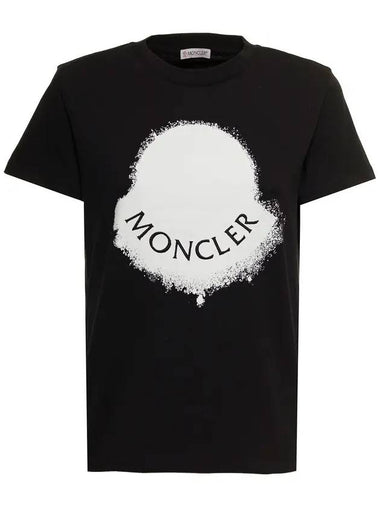 Women's Logo Print Short Sleeve T-Shirt Black - MONCLER - BALAAN 1