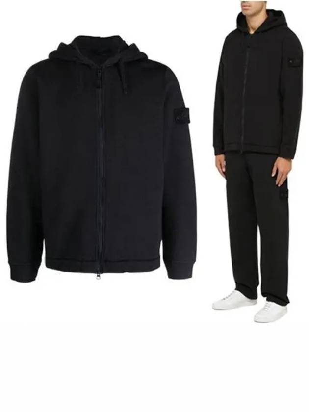 Ghost Piece Cotton Wool Fleece Zip Up Hoodie Navy - STONE ISLAND - BALAAN 2