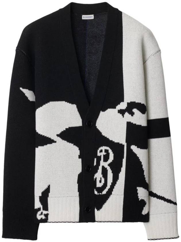 EKD Intarsia Knit Cashmere Cardigan Black - BURBERRY - BALAAN 1