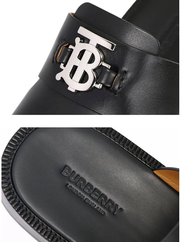 Monogram Motif Leather Sandals Black - BURBERRY - BALAAN.