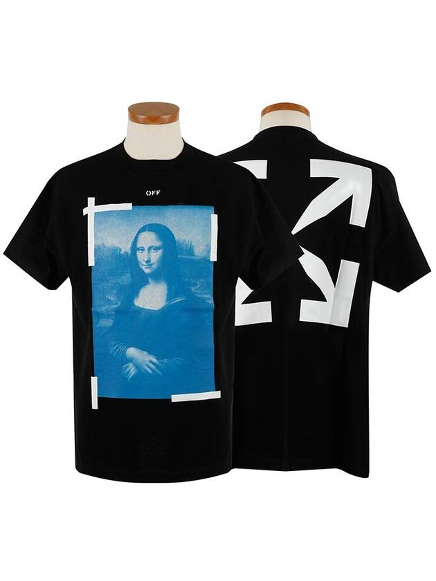 Mona Lisa Print Round Short Sleeve T-Shirt Black - OFF WHITE - BALAAN 3