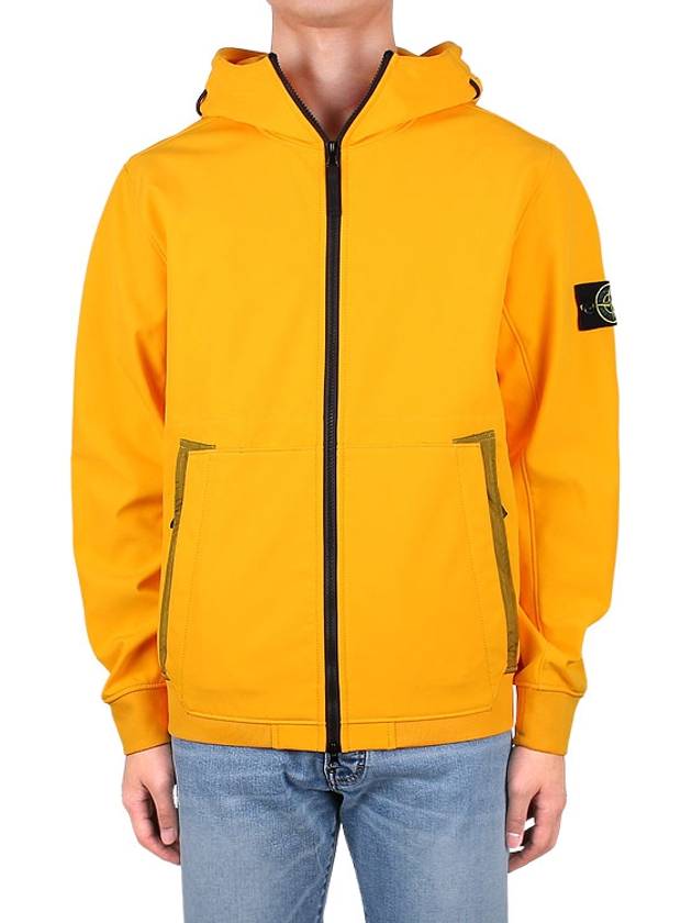 Men's Wappen Patch Softshell Zip Up Hoodie Yellow - STONE ISLAND - BALAAN 3