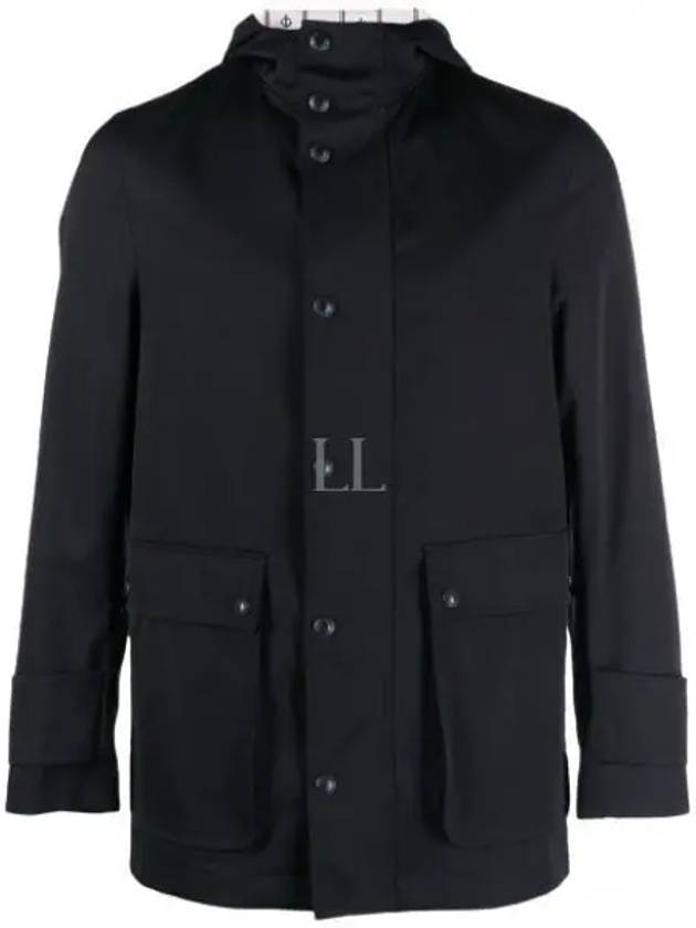 Nylon Tech Snap Front Rain Parka Navy - THOM BROWNE - BALAAN 2