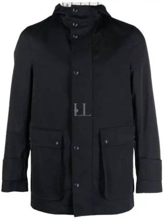 Nylon Tech Snap Front Rain Parka Navy - THOM BROWNE - BALAAN 2