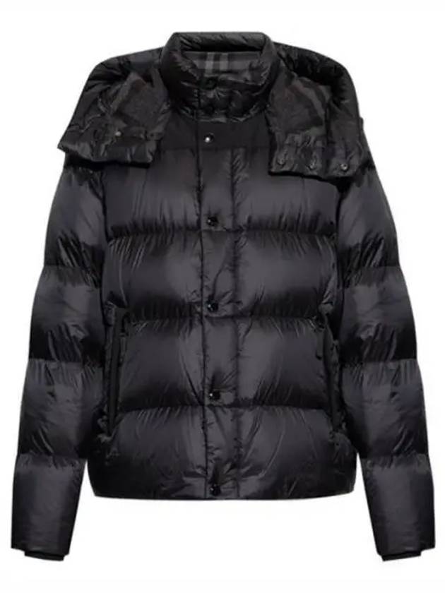 Logo Patch Hooded Down Padding Black - BURBERRY - BALAAN 2