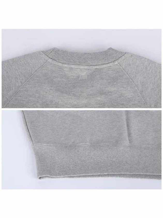 Cotton Heart Logo Sweatshirt Grey - AMI - BALAAN 7