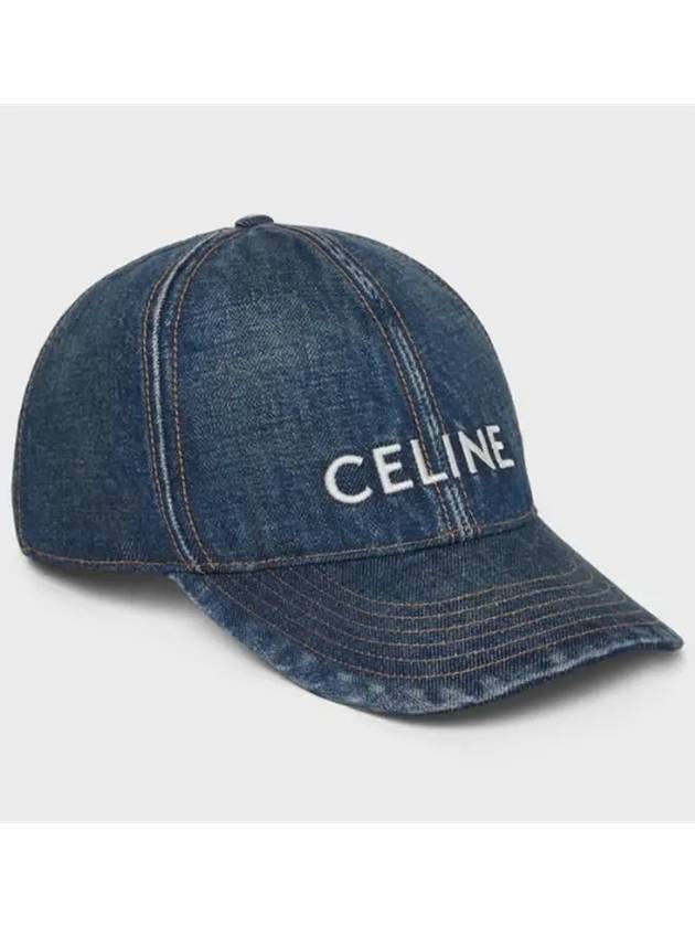 Embroidered Logo Denim Ball Cap Blue - CELINE - BALAAN 3