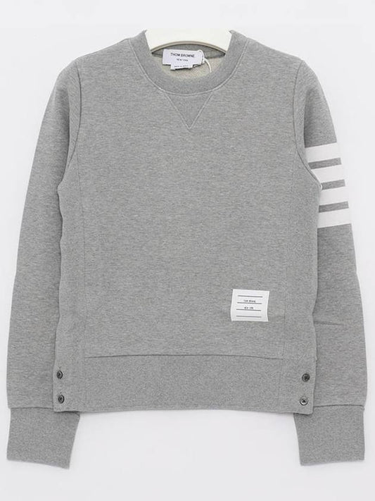 Engineered 4 Bar Stripe Loopback Jersey Knit Crewneck Sweatshirt Light Grey - THOM BROWNE - BALAAN 2