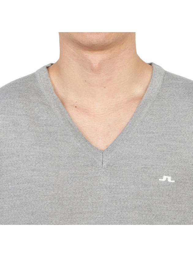 Lymann V-Neck Knit Top Light Grey Melange - J.LINDEBERG - BALAAN 7