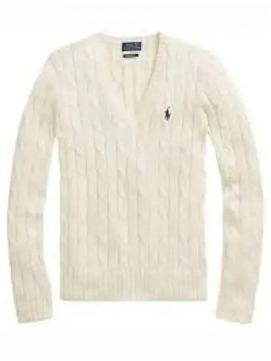 30 points W cable knit V neck sweater cream - POLO RALPH LAUREN - BALAAN 1