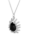 Les Pierres Black Strass Rhodium Finish Necklace Silver - CELINE - BALAAN 2