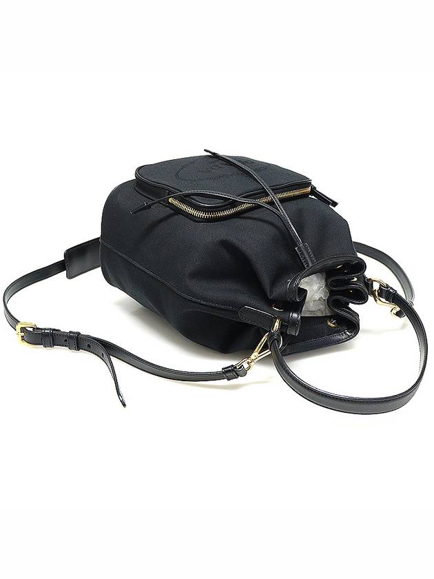 1BH097 Black jacquard leather trimming gold large bucket bag 2WAY - PRADA - BALAAN 4