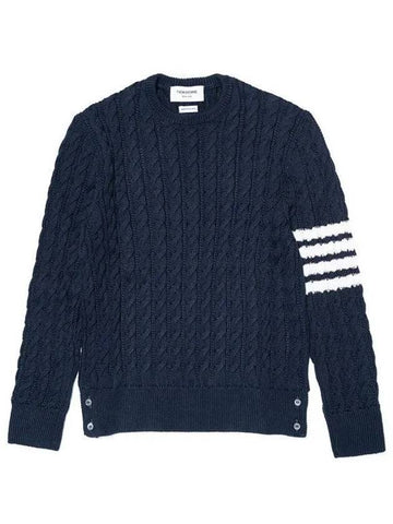 Men s 4 Bar Crew Neck Pullover Knit MKA402A 415 Navy 271150 1147508 - THOM BROWNE - BALAAN 1