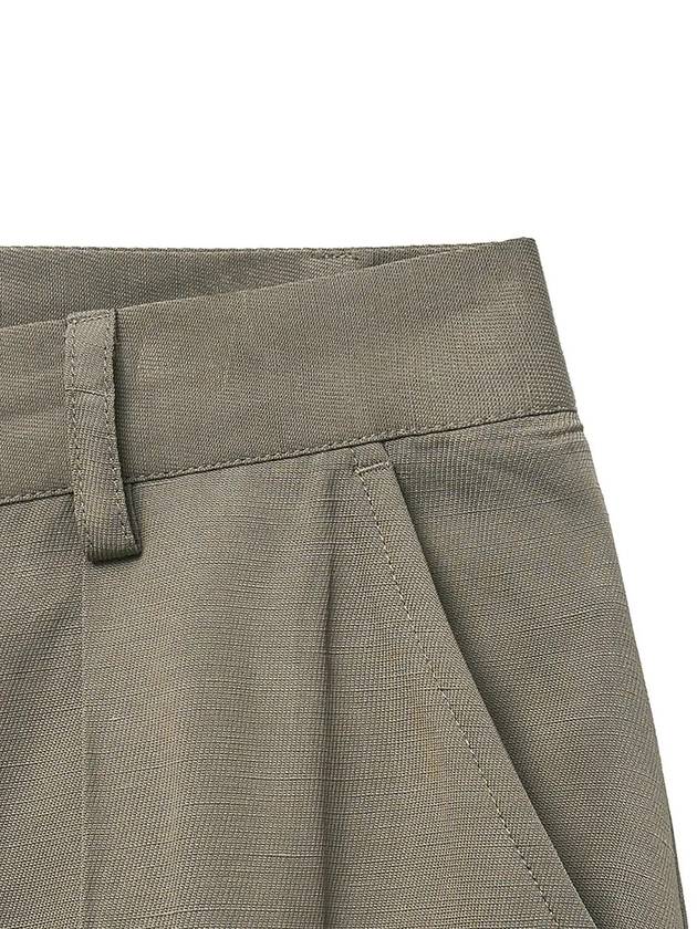 Linen Semi-Wide Pants Ash Khaki - NOIRER FOR WOMEN - BALAAN 6