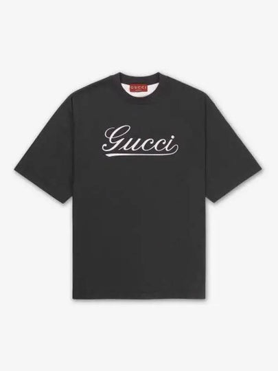 Script Print Cotton Short Sleeve T-Shirt Black - GUCCI - BALAAN 2