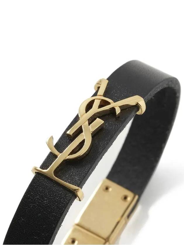 Monogram Opium Leather Bracelet Gold - SAINT LAURENT - BALAAN.