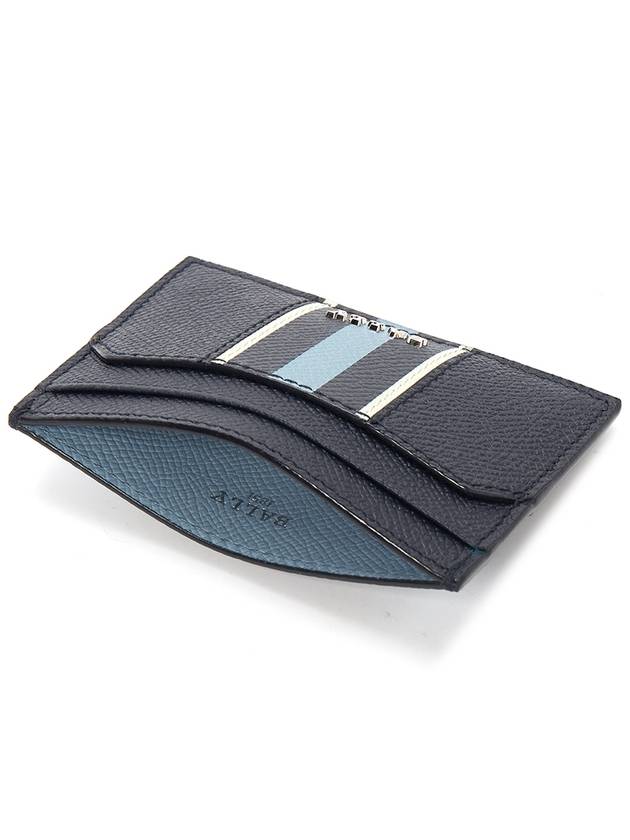 bar Leather Business Card Holder Midnight Blue Light Blue - BALLY - BALAAN 5