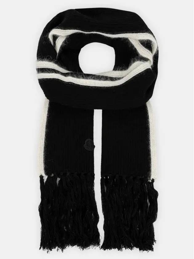 Logo Patch Fringe Muffler Black - MONCLER - BALAAN 3