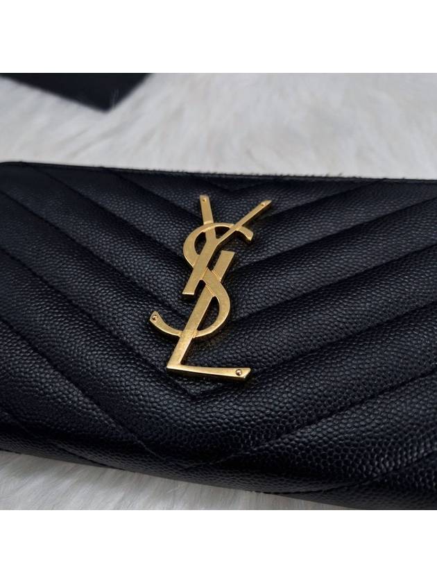 Matelasse zipper around long wallet black - SAINT LAURENT - BALAAN 3